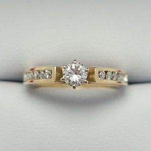 14K Yellow Gold Diamond Ring - 0.33 Carat Princess Cut Diamond G-H Color